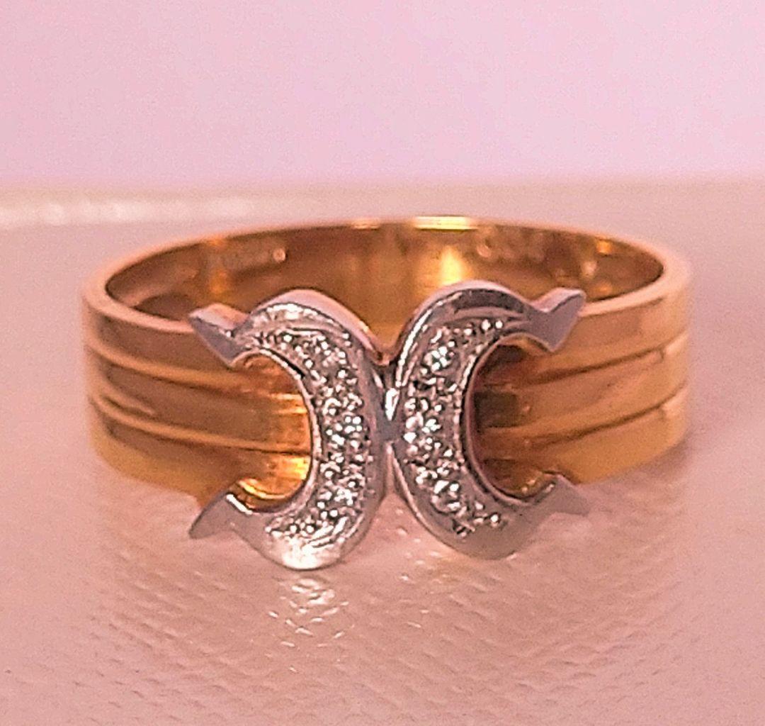 １８金 ゴールド リング プラチナ ダイヤモンド 指輪✨良品✨