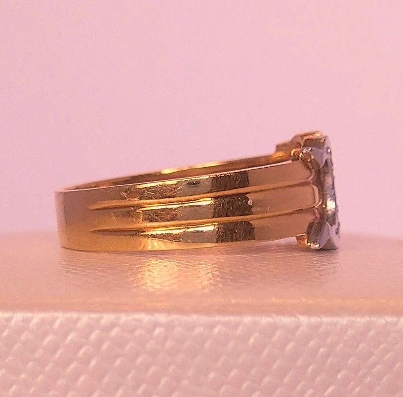 １８金 ゴールド リング プラチナ ダイヤモンド 指輪✨良品✨