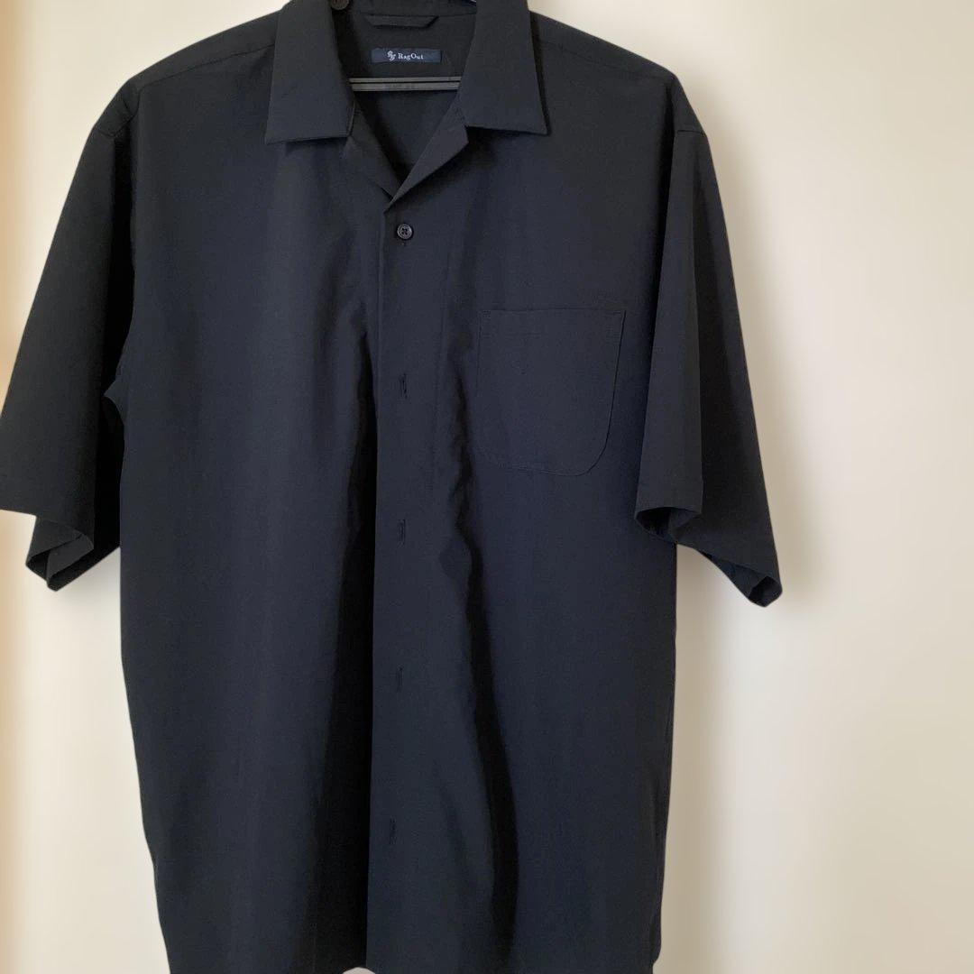 黒 半袖シャツ 左胸ポケット付き 黒 半袖シャツ 左胸ポケット付き