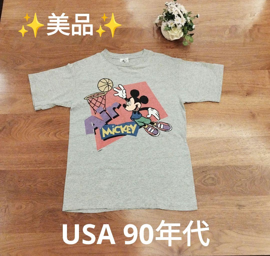 USA90s ミッキー バスケ Tシャツ Lオールド ヴィンテージDisney