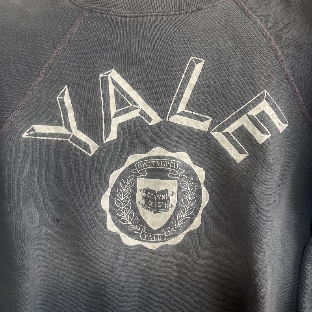 60s vintage sweat フロッキー　yale fade black 60s vintage sweat フロッキー yale fade black - メルカリ