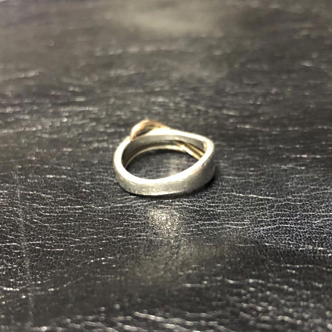 Vintage K10 × Silver Twist Wave Ring 925