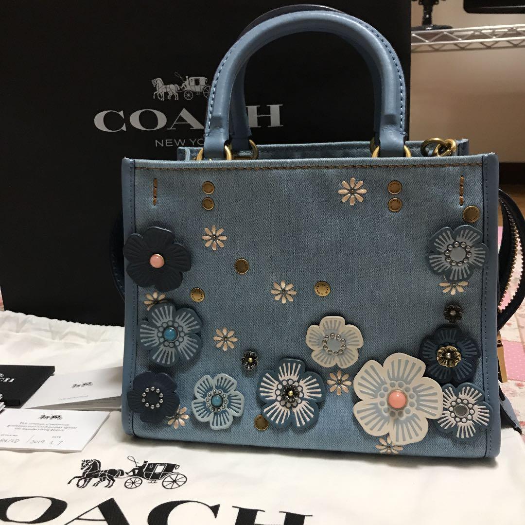 COACH デニムウィズティーローズ コーチ ローグ25 デニム ティーローズ
