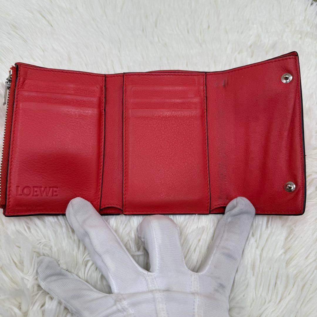 ✨美品✨ロエベ 三つ折り財布 リピートアナグラム ピンク