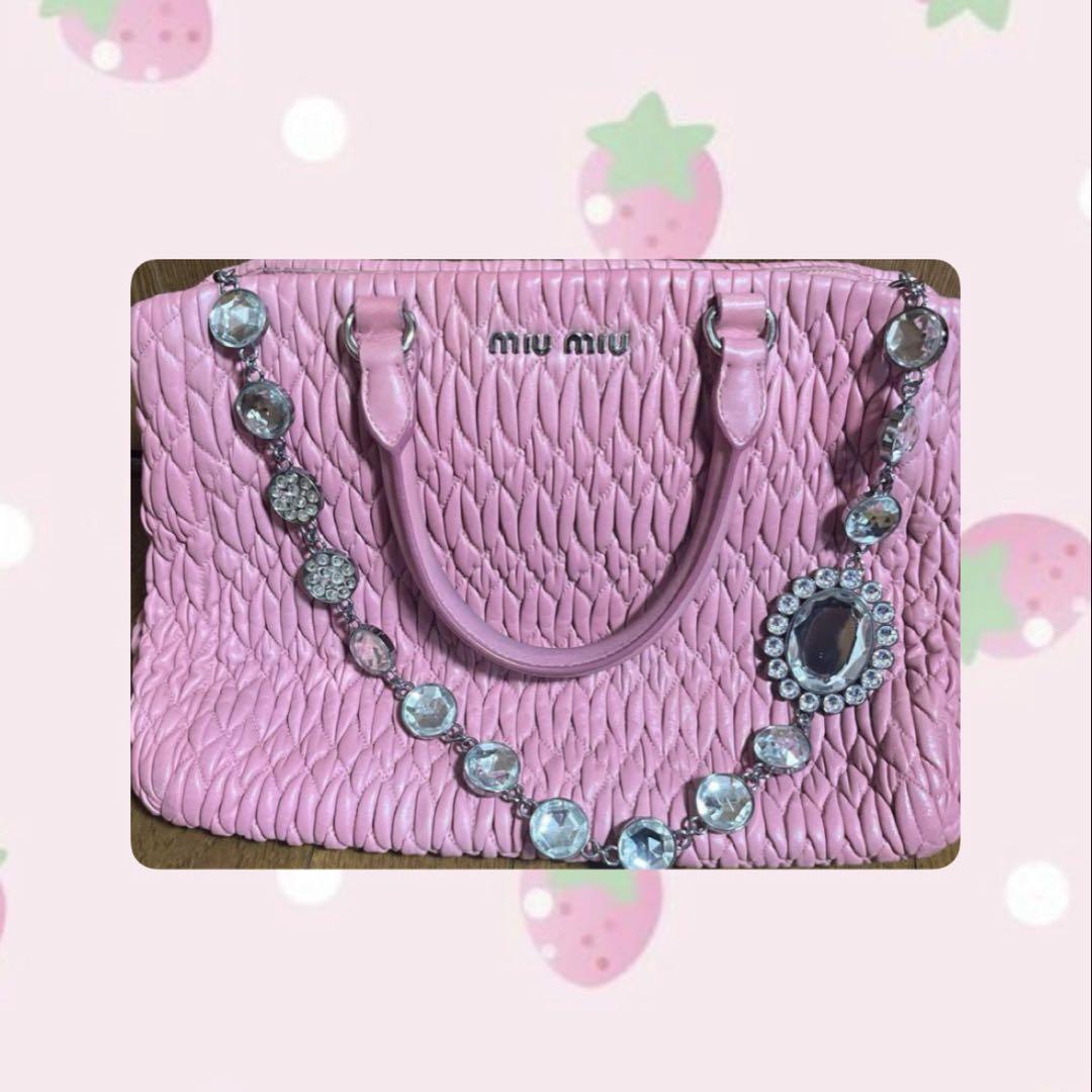 MIU MIU ピンク レザー ハンドバッグ＆ショルダーバッグ