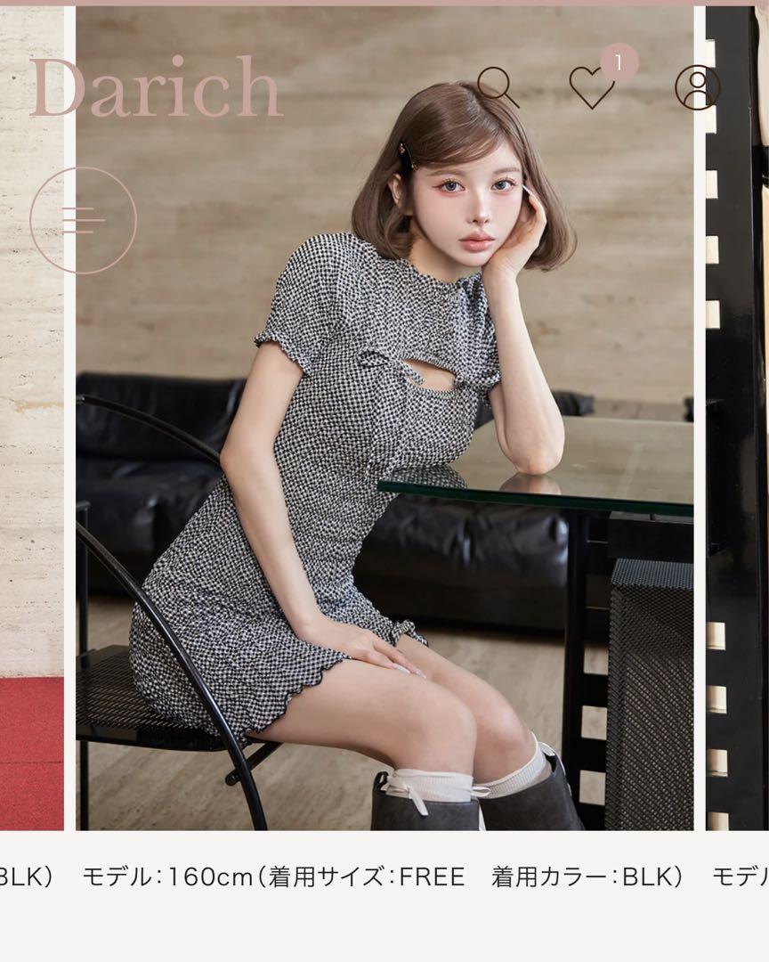 新品未使用 Darich ダーリッチ リボンシャーリングギンガムミニワンピース