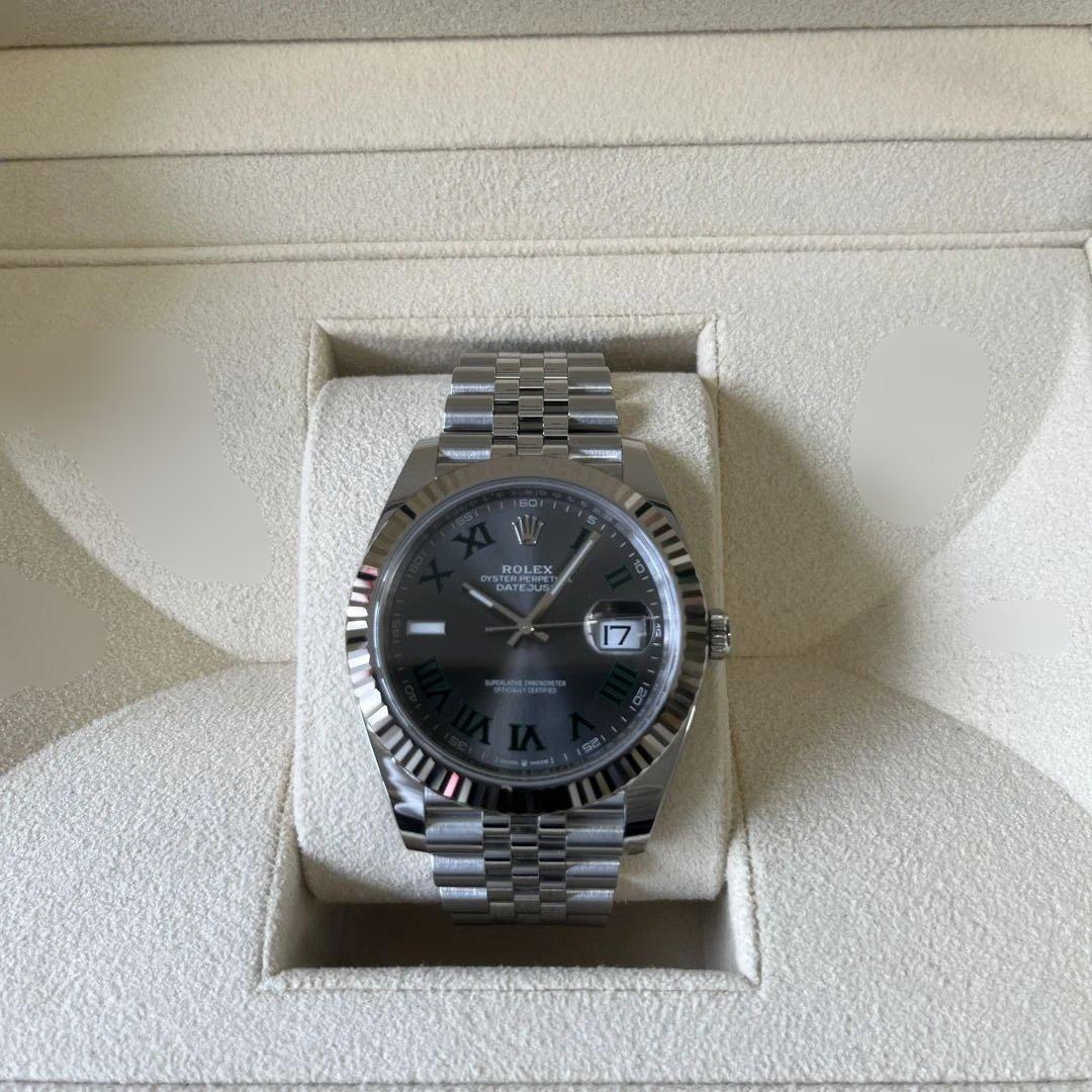 【値下げ】ROLEX デイトジャスト41 126334 グレー×グリーンローマン