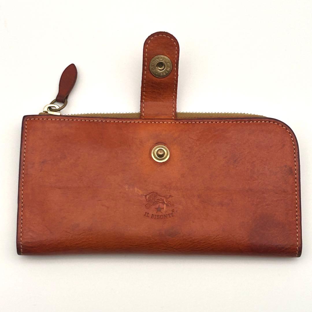 IL BISONTE 長財布 L字ファスナー ブラウン レザー