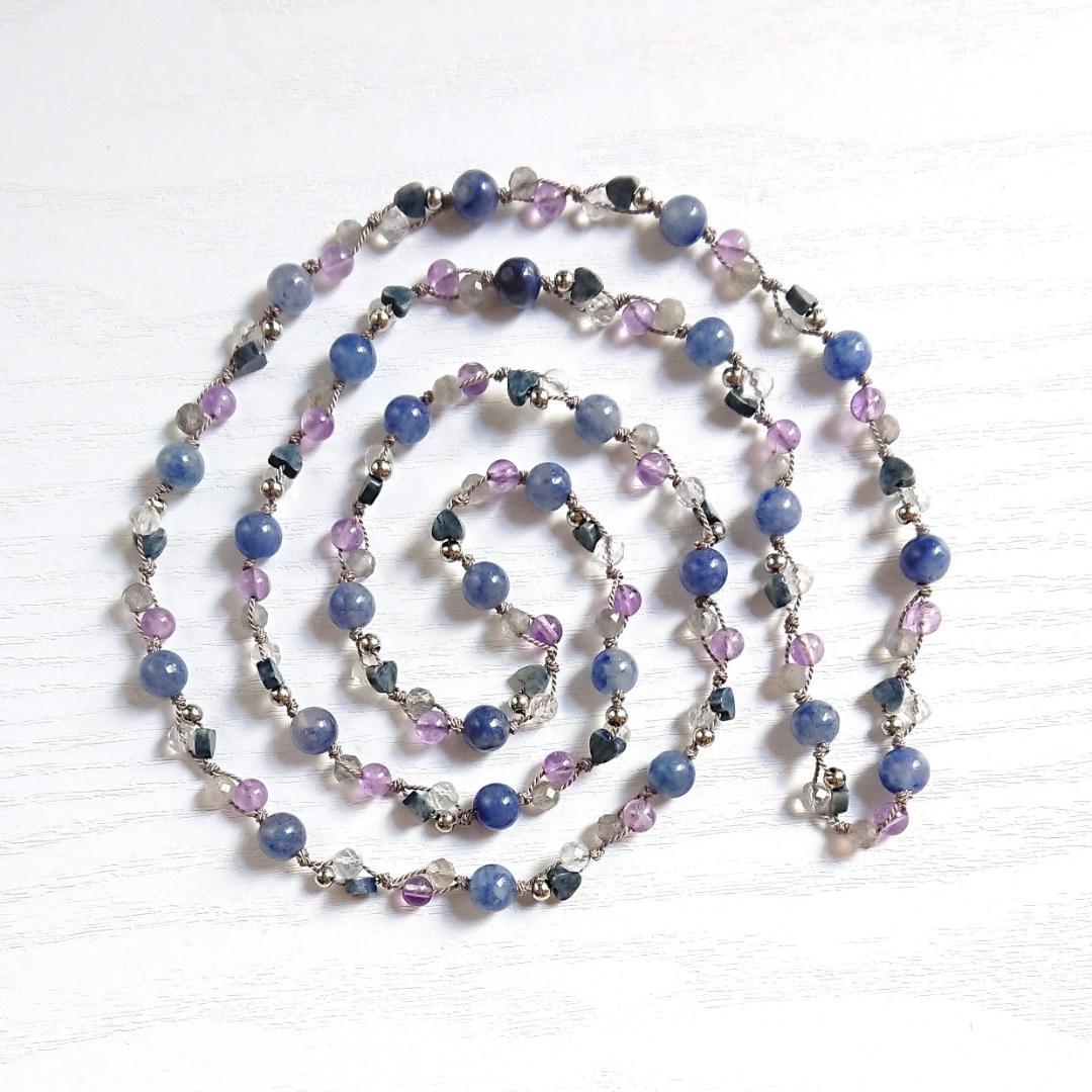 ブルークォーツのエンドレスロングネックレス