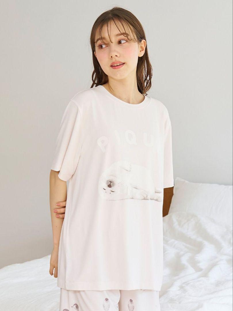 最終値下げ 接触冷感 あざらしワンポイントT ショートパンツセット ピンク