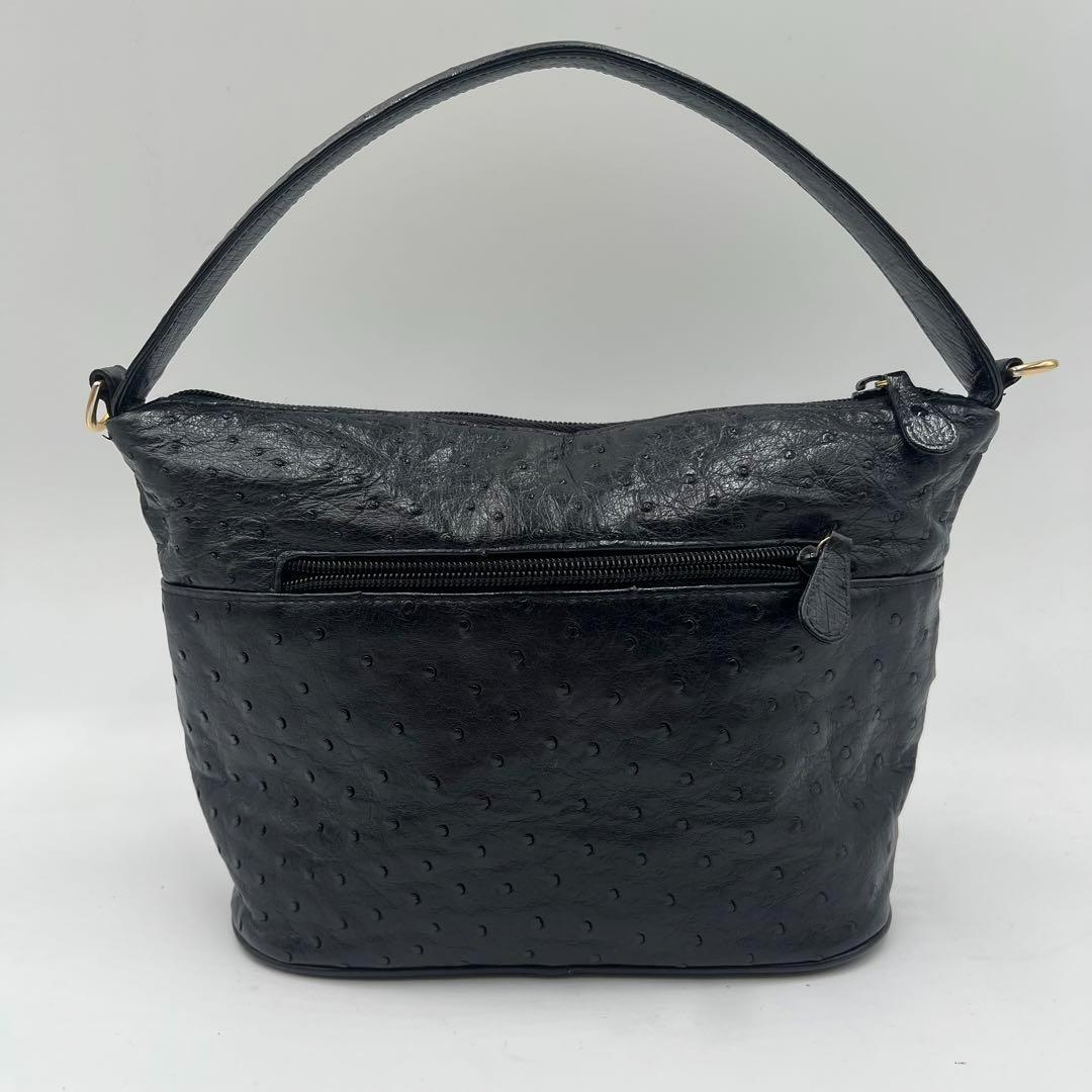 極美品　BALLY バリー　オーストリッチ　黒　ハンドバッグ　フォーマル