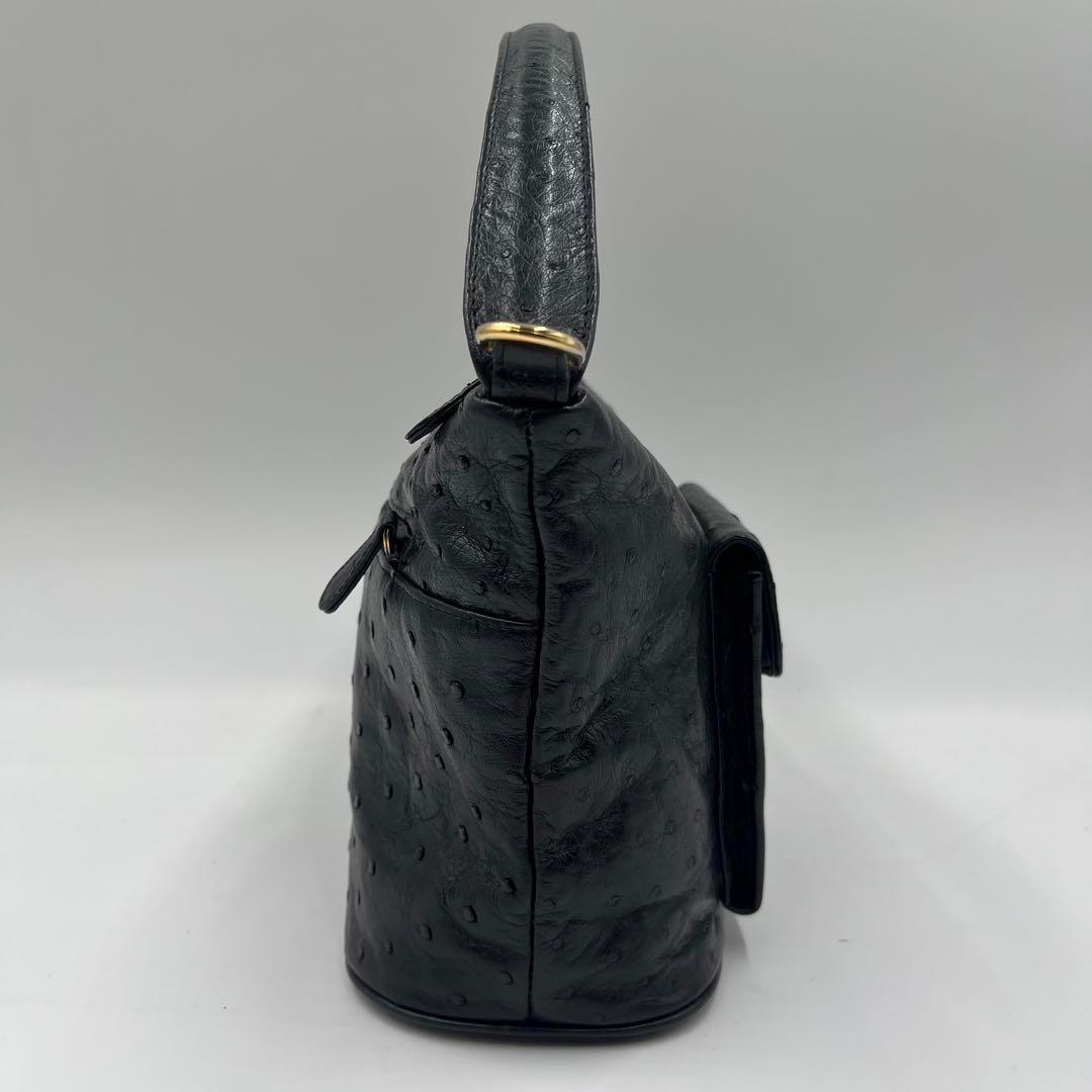 極美品　BALLY バリー　オーストリッチ　黒　ハンドバッグ　フォーマル