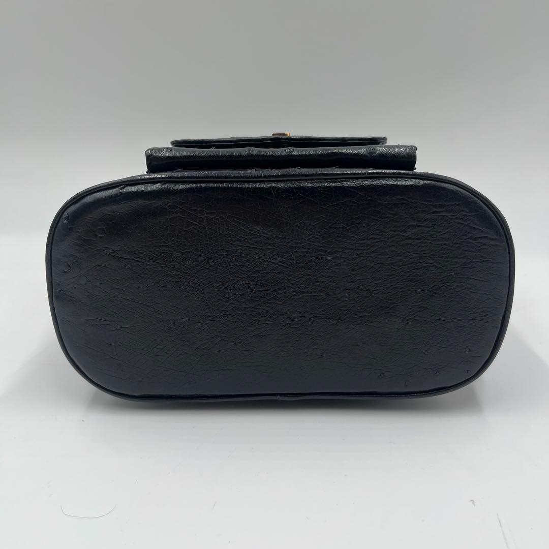 極美品　BALLY バリー　オーストリッチ　黒　ハンドバッグ　フォーマル