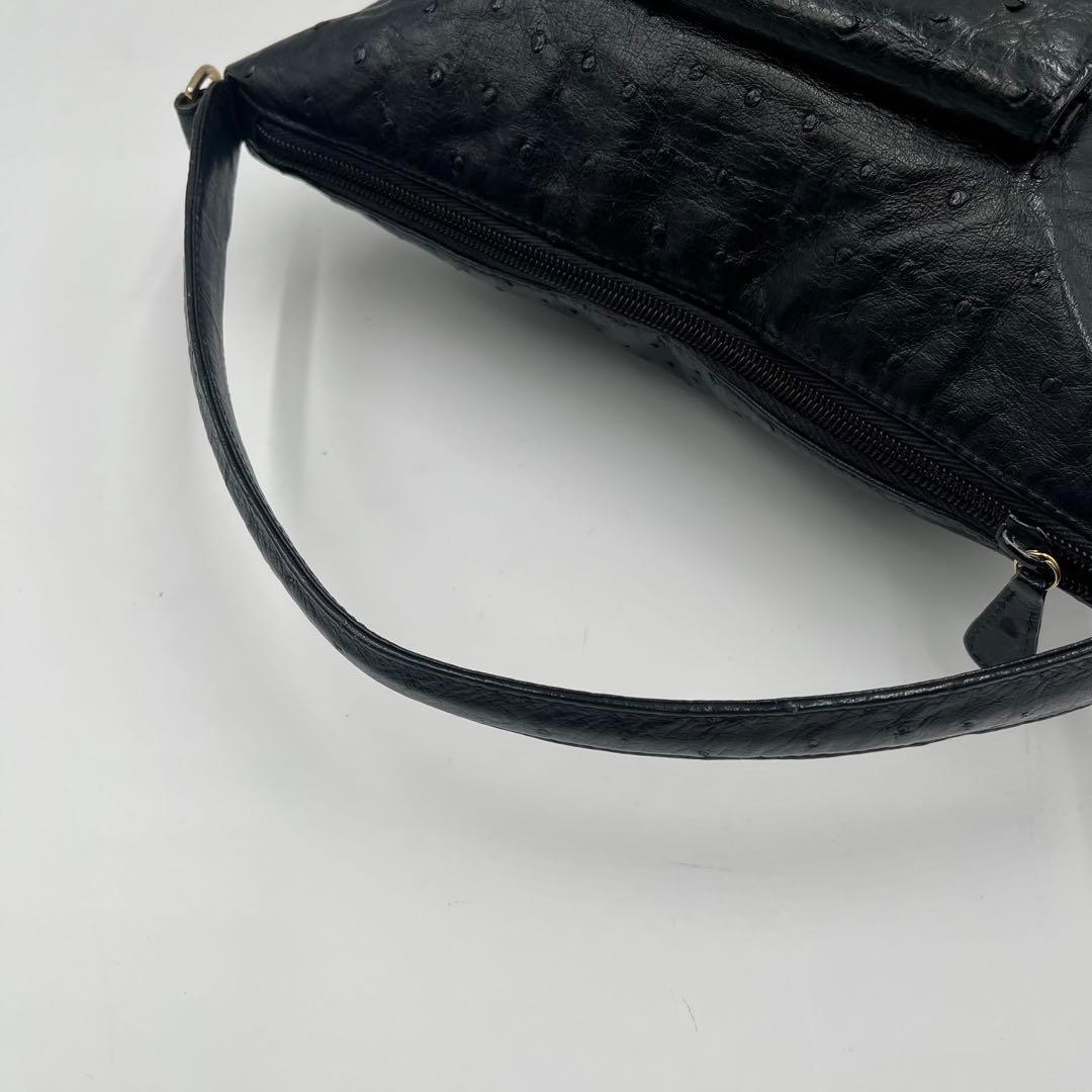 極美品　BALLY バリー　オーストリッチ　黒　ハンドバッグ　フォーマル
