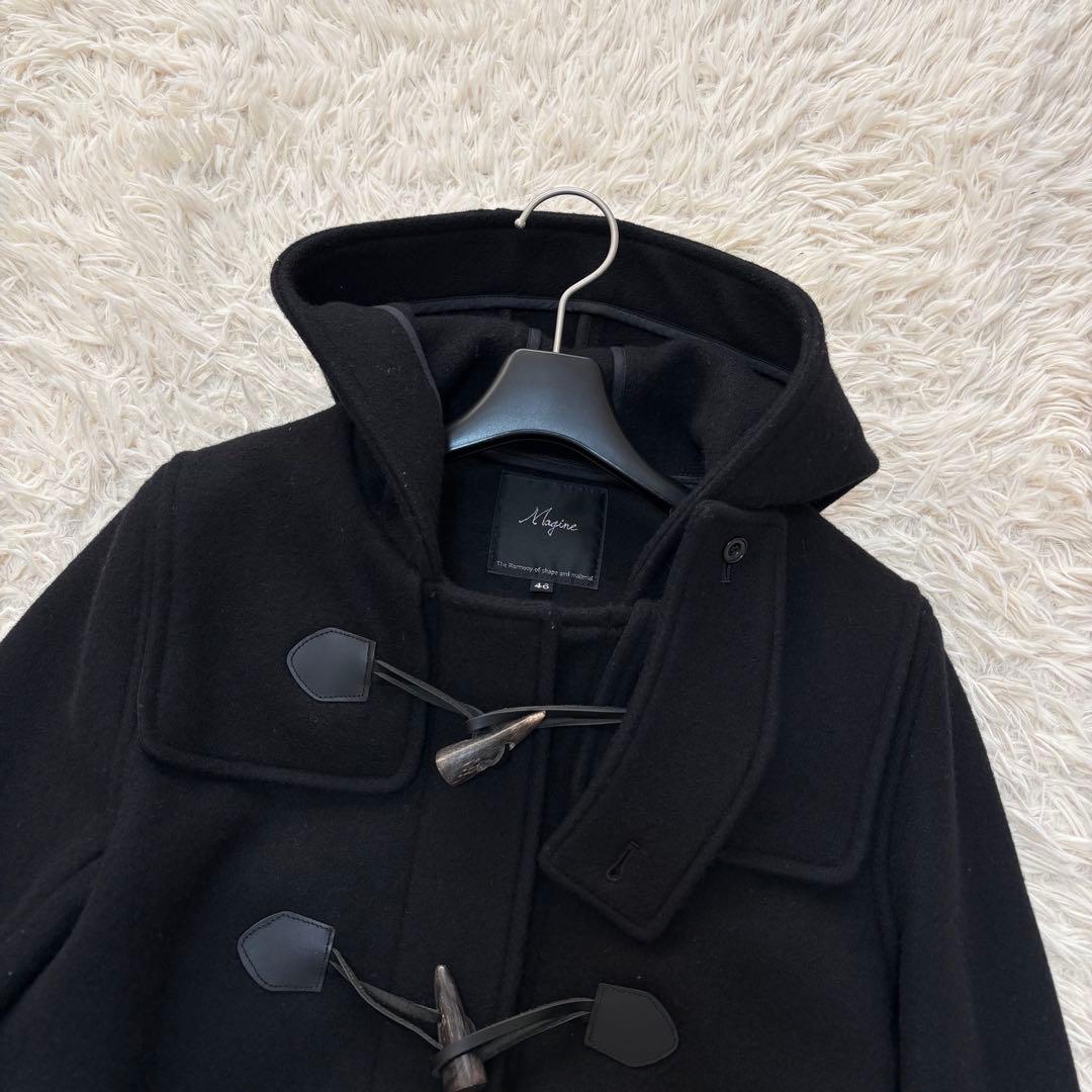 美品◎Magine ウールメルトンダッフルコート フード ブラック 46 M 美品◎Magine ウールメルトンダッフルコート フード ブラック 46 M