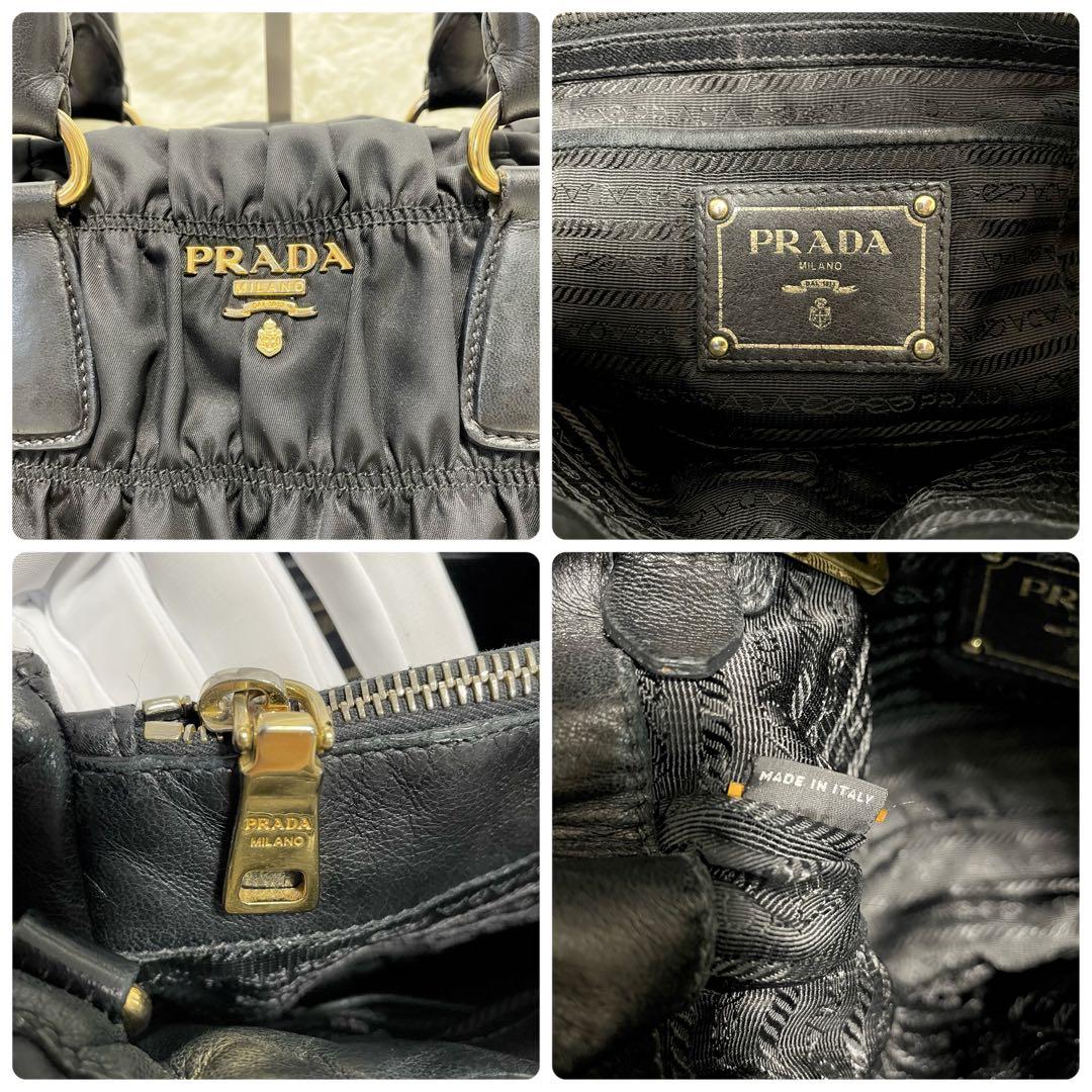 PRADA プラダ ギャザーハンドバッグ 2way ゴールド金具 ブラック 希少