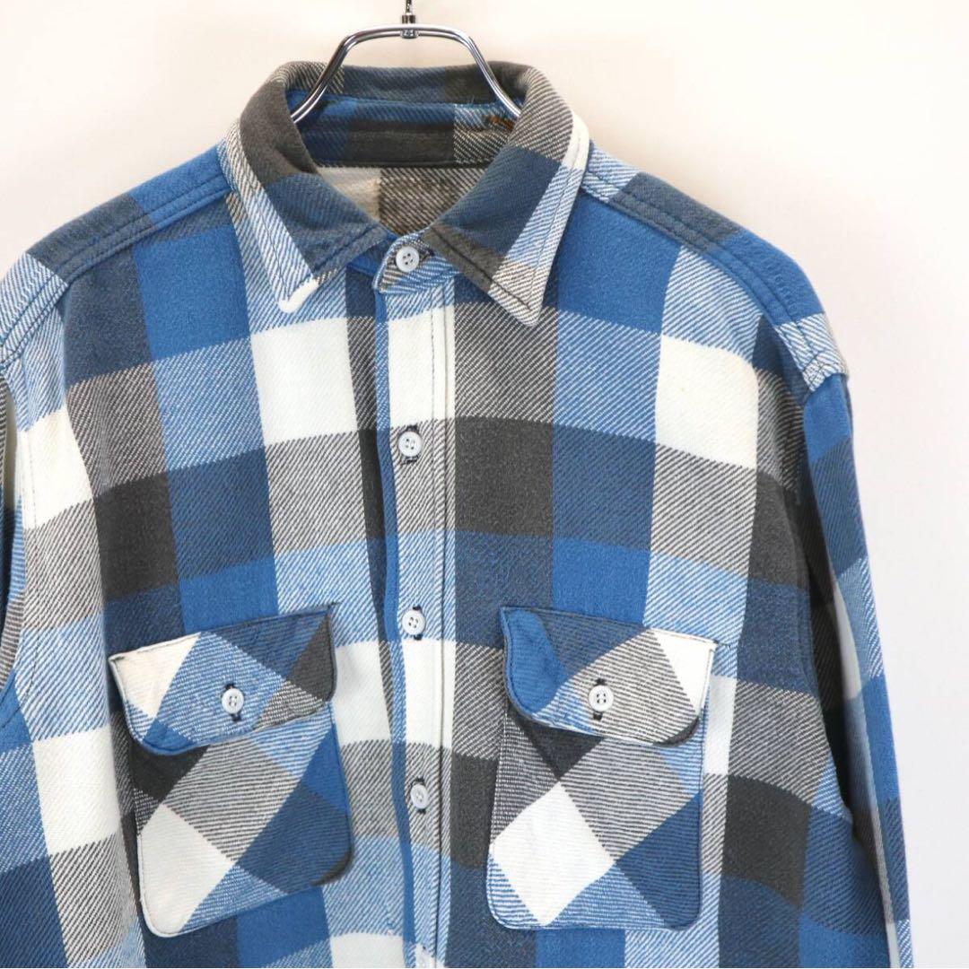 60s 50s Heavy Flannel Shirt ネルシャツ　マチ付き　L