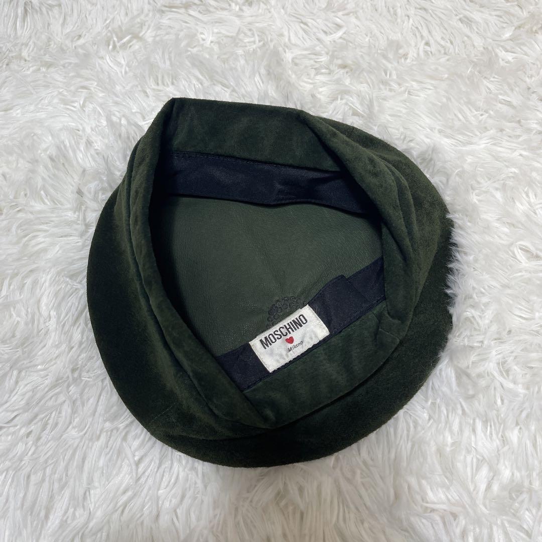 モスキーノ MOSCHCINO 本革 レザー ベレー帽 日本製 個性的