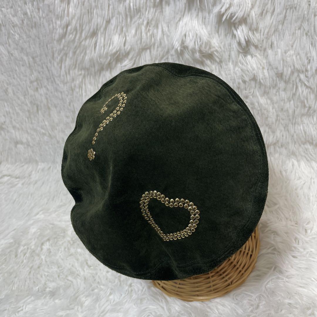 モスキーノ MOSCHCINO 本革 レザー ベレー帽 日本製 個性的