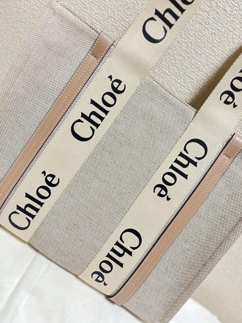 絶対的な信頼 保証書あり】Chloe クロエ Woody ミディアム トートバッグ ベージュ バッグ