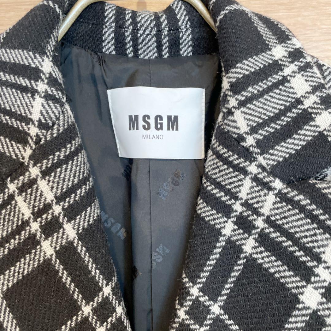 イズです 今だけ特別価格 チェック ロングコート42 MGXHt-m35995160097 着用1回 MSGMチェスターコート のサイズ