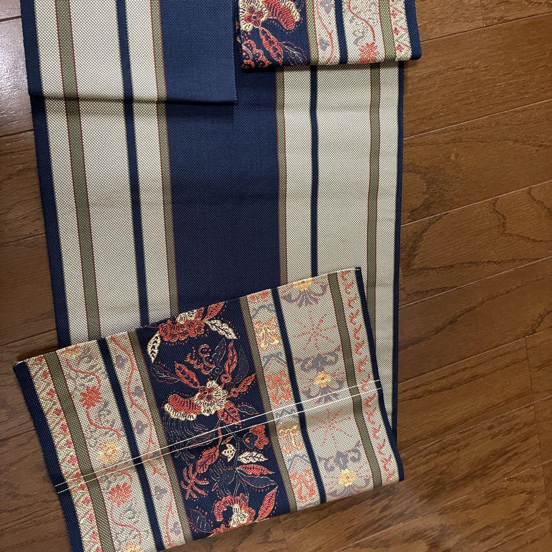【SEAL限定商品】 ✨個性的✨花柄ネイビー名古屋帯 - メルカリ 着物・浴衣
