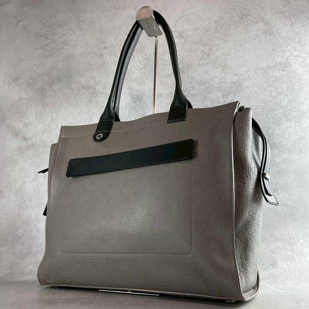 FURLA フルラ トートバッグ レザー A4収納 グレー 肩掛け イタリア製
