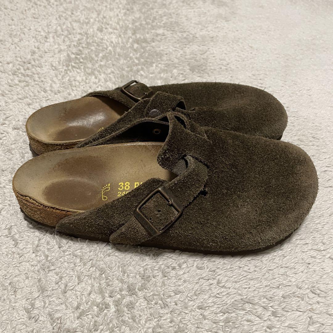 birkenstockビルケンシュトックbostonボストンサンダルスエード茶色
