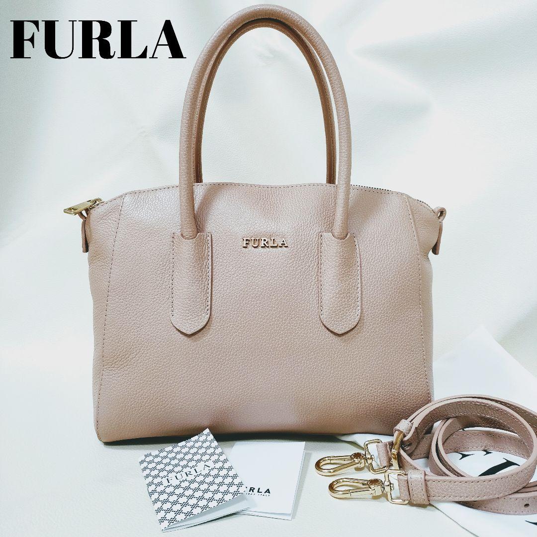 FURLA フルラ テッサ ピンクベージュ2Way ハンドバッグショルダーバック