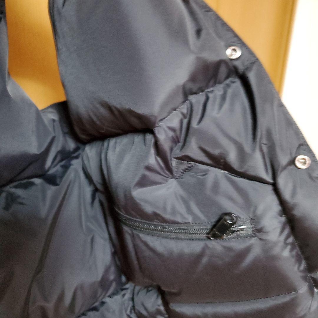 ブラック本革付きダウンベスト ファー襟付き42XL