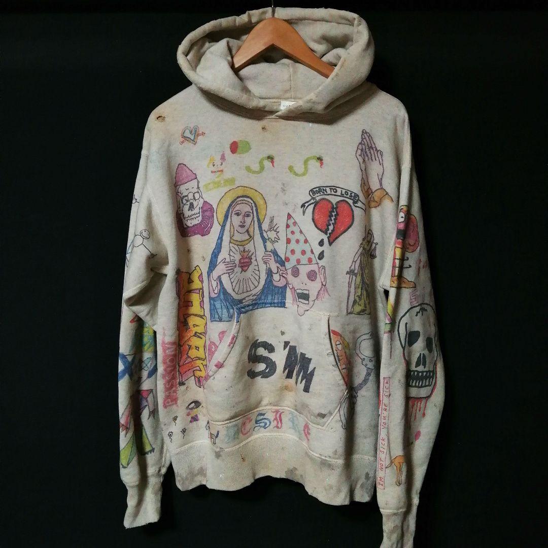 SAINT M××××× セントマイケル 総柄 HOODIE ペイント パーカー