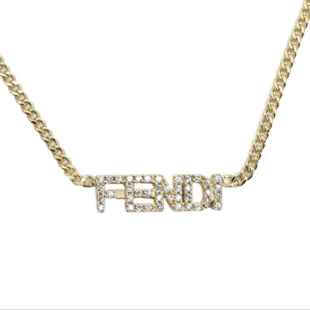 FENDI FFロゴ✖クリスタル ユニセックス チェーンネックレス