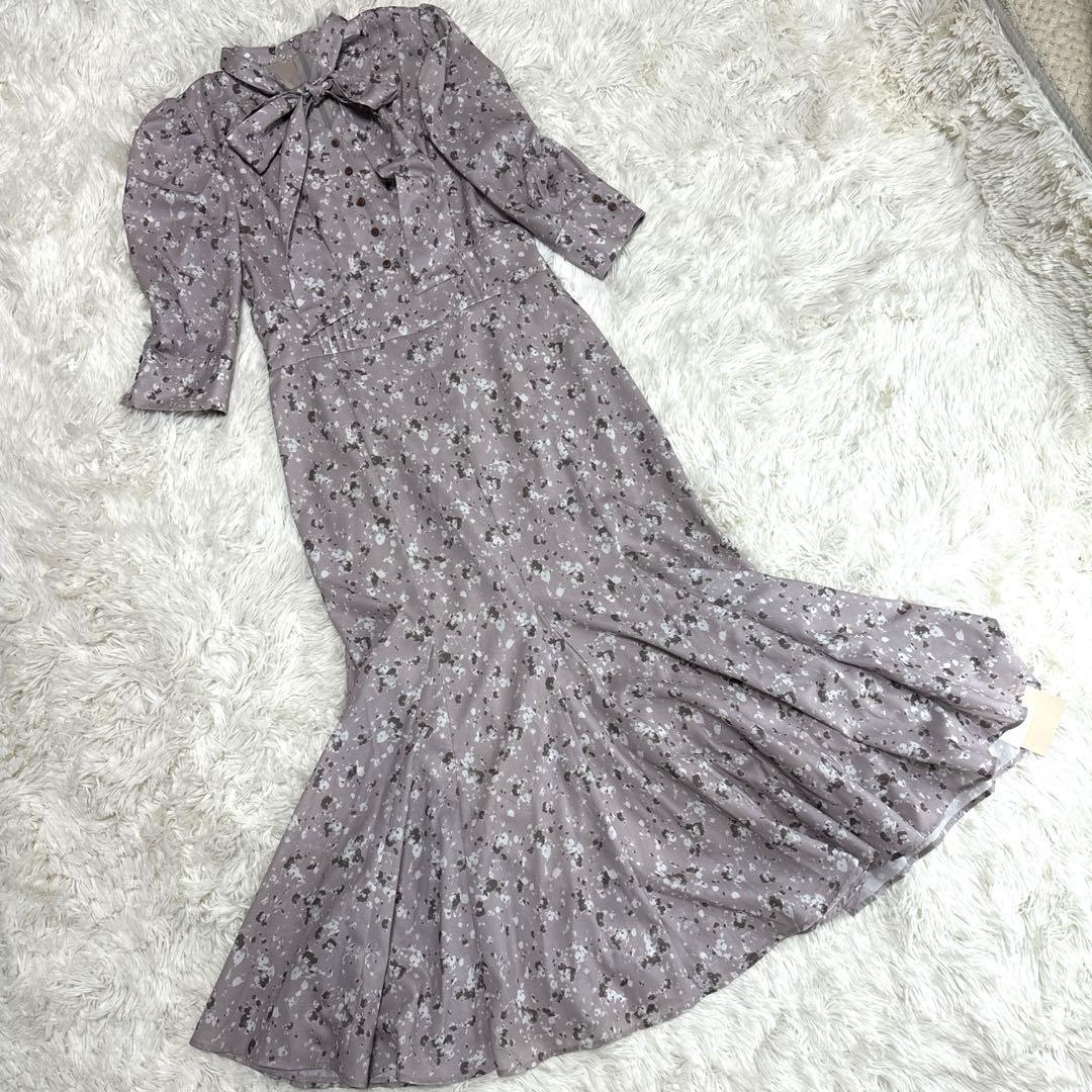 アプワイザーリッシェ ロングワンピース 花柄 ボウタイ 未使用 マーメイド