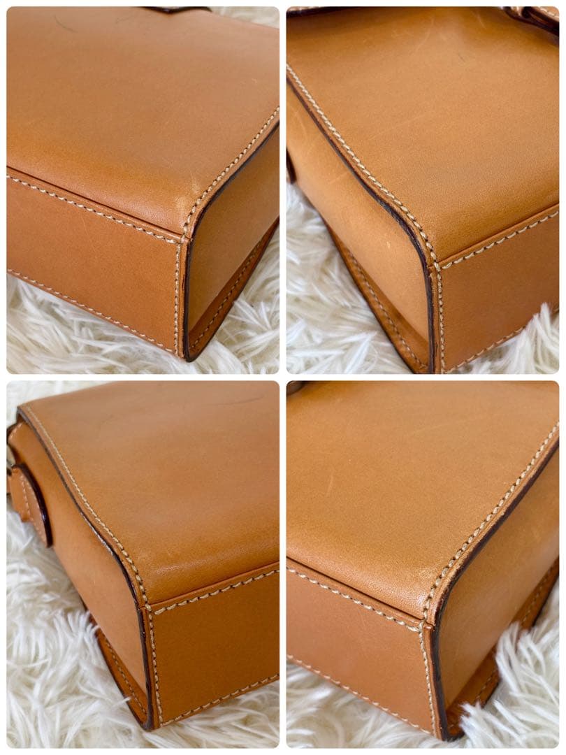 グッチ オールレザー ショルダーバッグ クロスボディ ヌメ革 ブラウン系