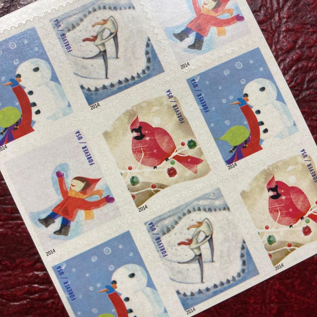 73431セール現品限　外国切手　アメリカ発行xマス9枚ハーフペーン