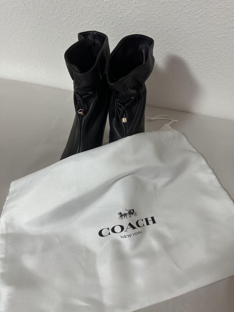 【国内発送】 ブラックレザー COACH ポインテッドトゥ メルカリ - ブーツ 靴