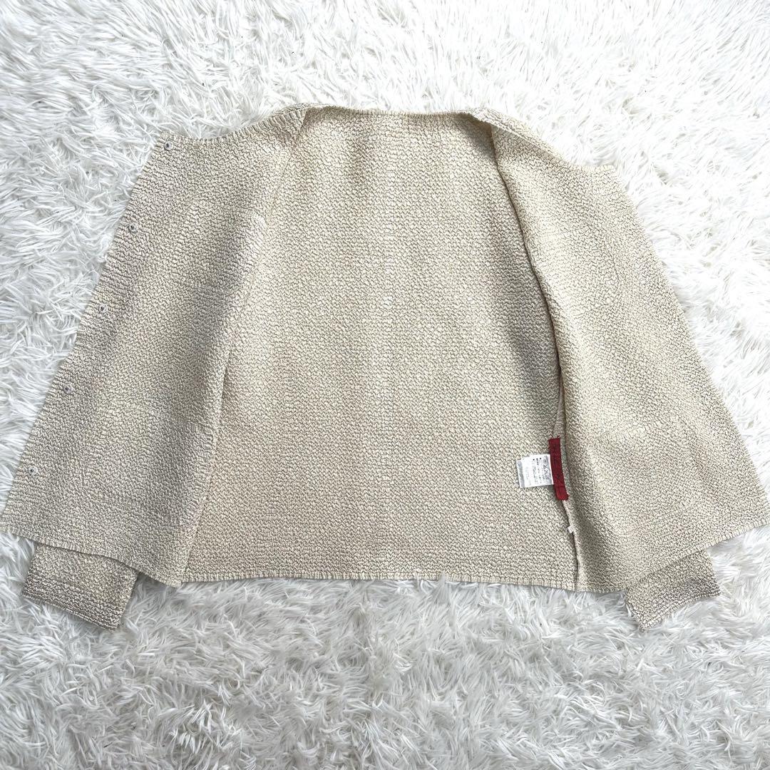 ノコオーノ　ノーカラー　プリーツジャット　スパンコール　リボン