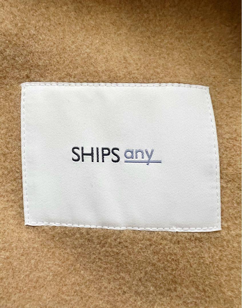 SHIPS any スタンドカラー ウール混 ポンチョ コート