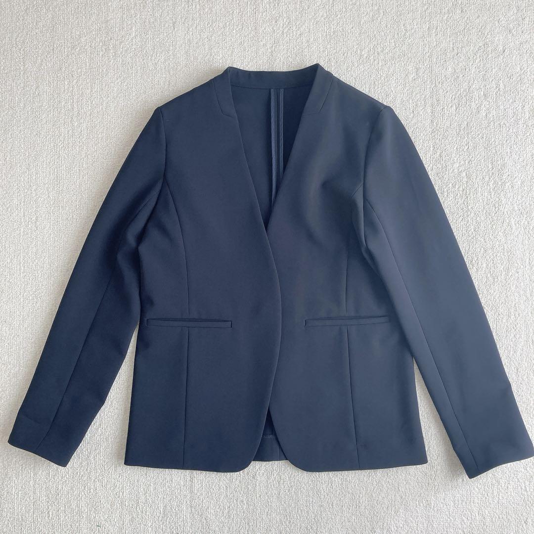 SOEJU ストレッチファインノーカラージャケット ネイビー Ｍ