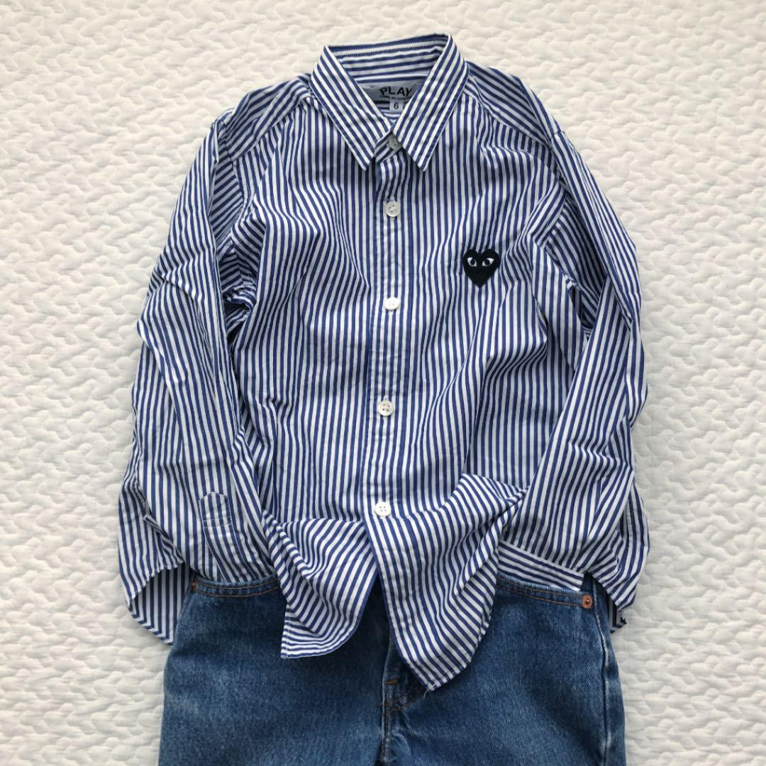 100%新品新品 PLAYcommedesgarcons シャツ size6 NKvQE-m36031211500 ♡ ストライプ 新作登場お得