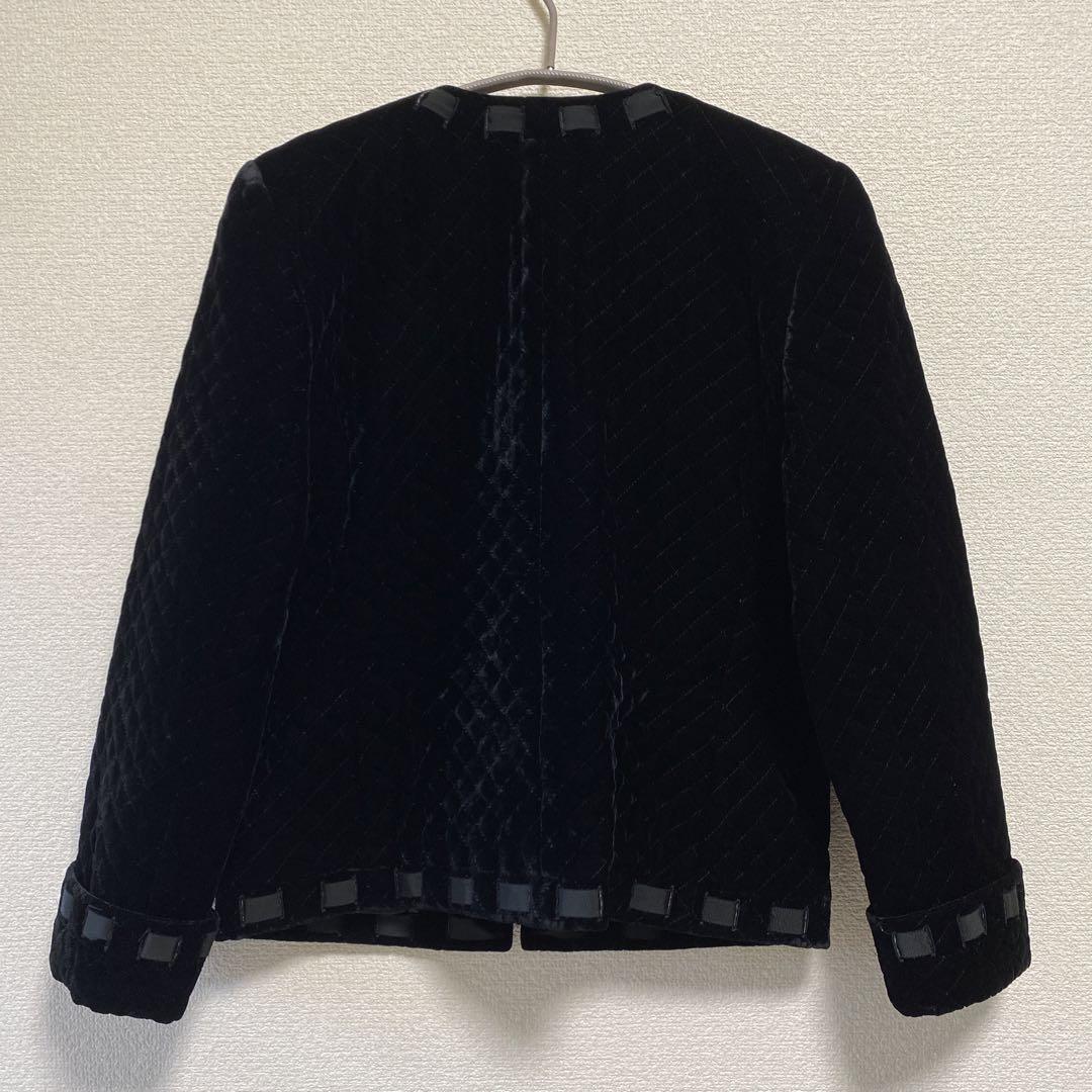 90s黒高級ベルベット リボンキルティングジャケット バブル銀座