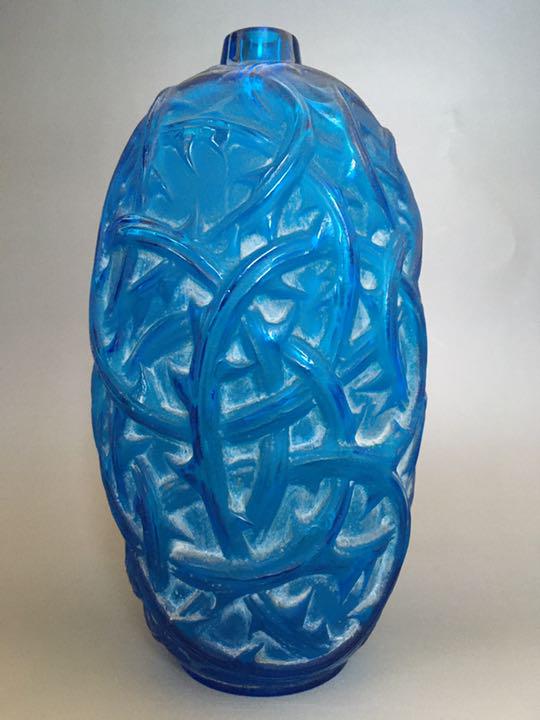 訳あり RONCES 花瓶 ブルー cxjKS-m36040508741 ラリック LALIQUE イバラ 通販格安