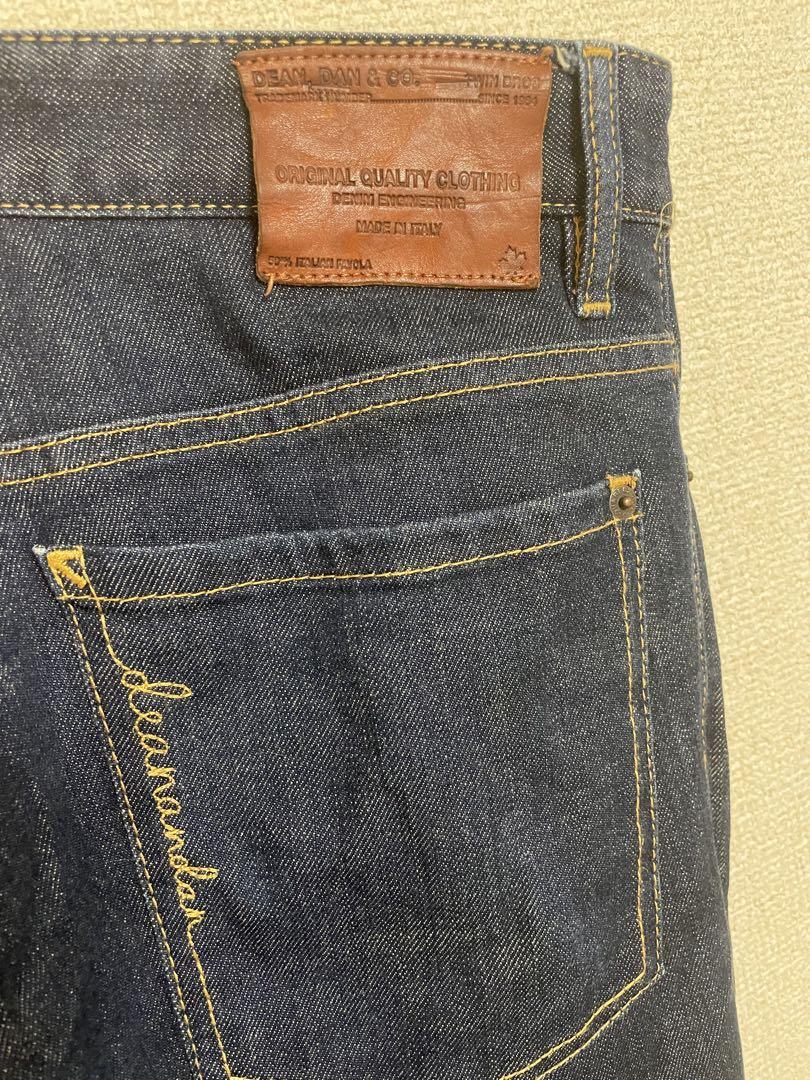DSQUARED2 ダークブルースリムフィットデニム DSQUARED2 (ディースクエアード) ダメージ＆ウォッシュ レザー