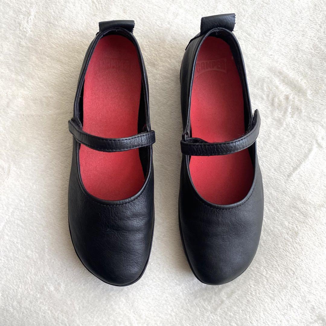 【美品✨】Camper ライトニナ　レースアップバレエシューズ　24cm レザー 美品✨】Camper ライトニナ ワンストラップシューズ 黒 レザー