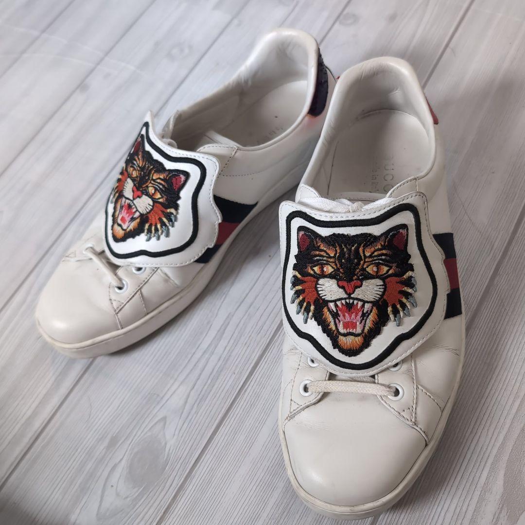 GUCCI グッチ アニマリエ タイガー 虎 シェリーライン レザースニーカー