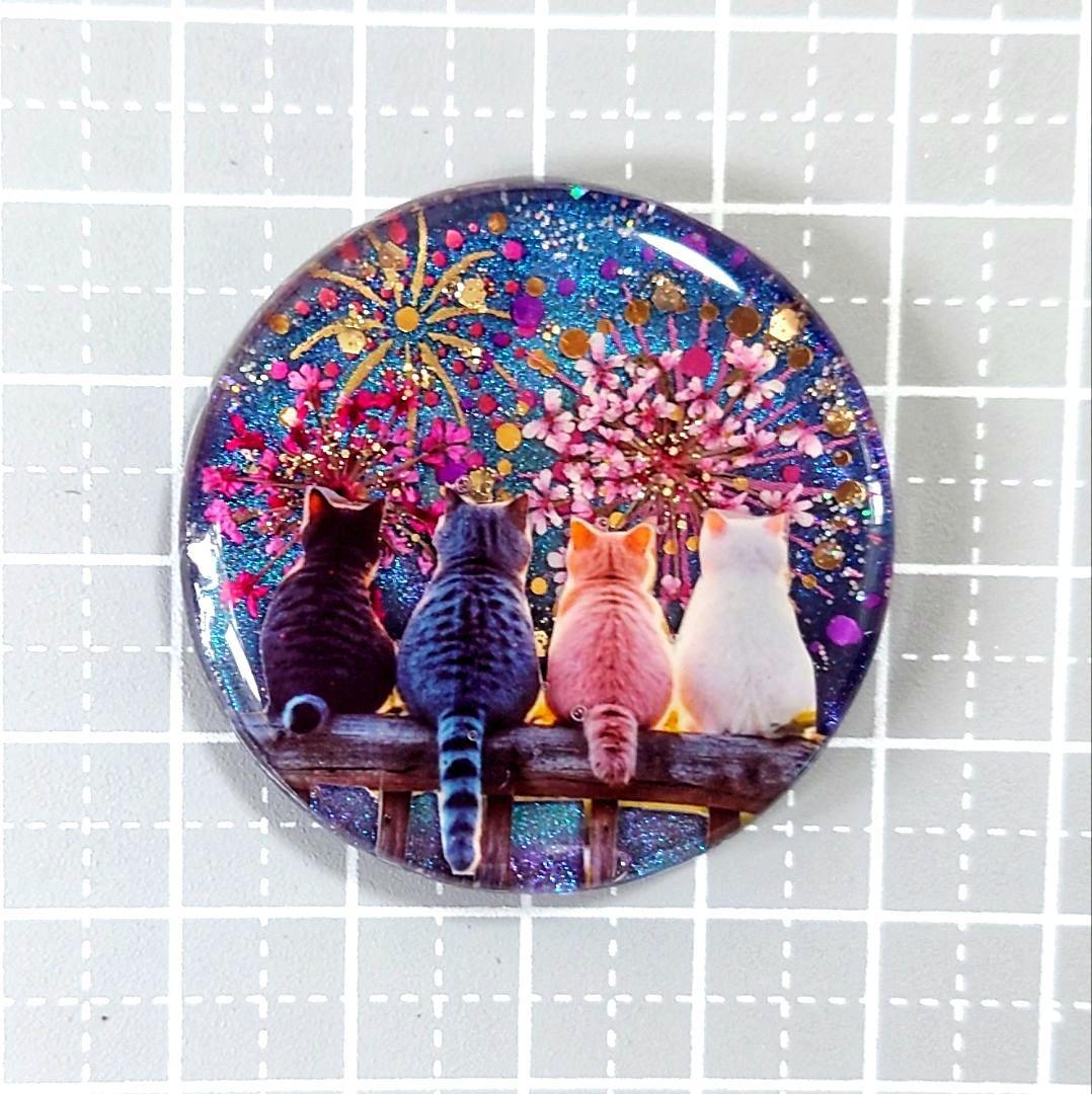 レジン　猫　ヘアゴム　ブローチ　ポニーフック　No.56