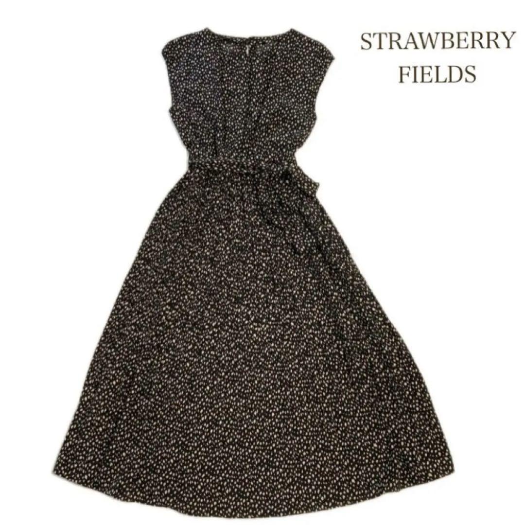【美品】STRAWBERRY-FIELDS プリーツ 総柄ロングワンピース