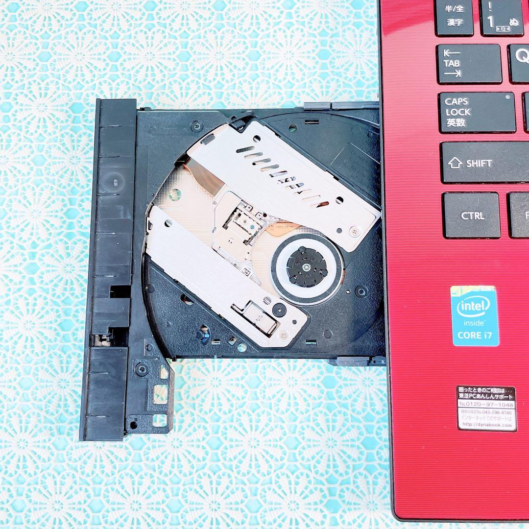 ️ブルーレイ薄型 ️赤ノートパソコンSSD256GBカメラ