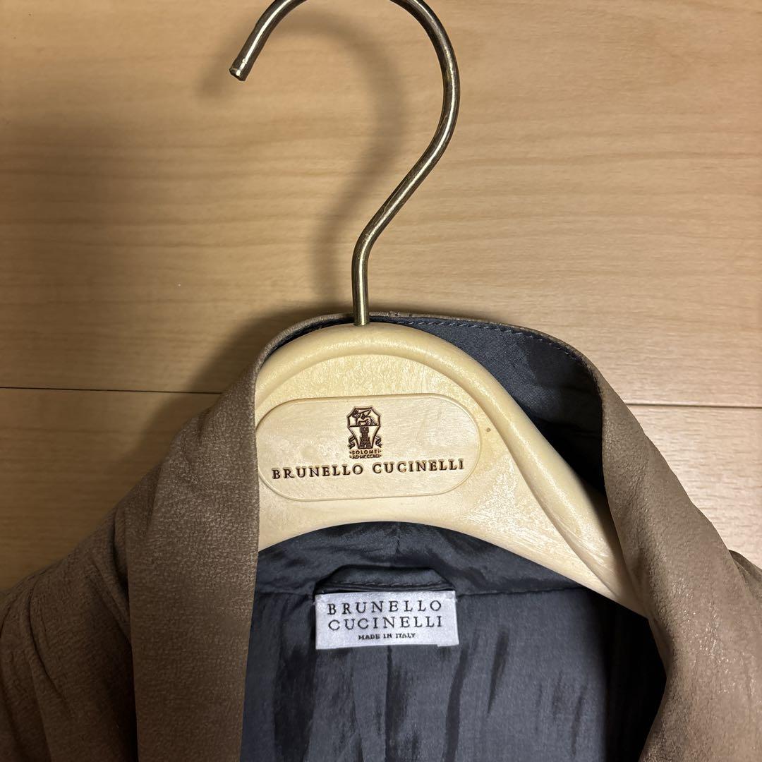 BRUNELLO CUCINELLI グレー レザー・スウェード風ジャケット
