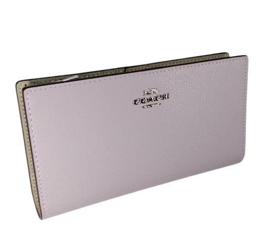 COACH 新品 レザー 二つ折り 長財布 紫 コーチ レディース 財布 J15